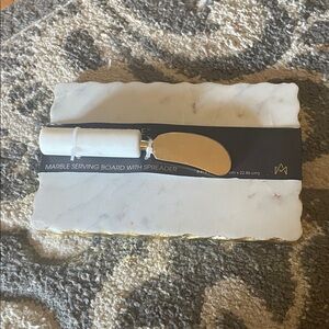 Marble Serving Board with Gold-Edge Spreader